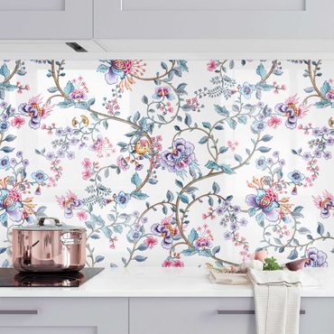 Küchenrückwand - Pastell Blumenranken II
