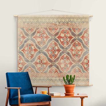 Wandteppich - Persisches Vintage Muster in Indigo II - Quadrat 1:1