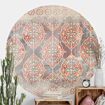 Runde Tapete selbstklebend - Persisches Vintage Muster in Indigo III