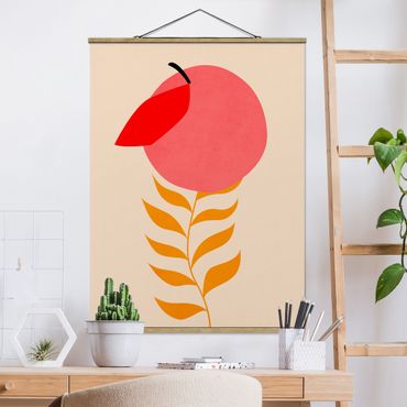 Stoffbild mit Posterleisten - Pfirsichpflanze in Rosa - Hochformat