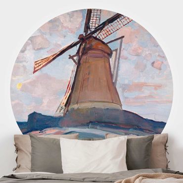 Runde Tapete selbstklebend - Piet Mondrian - Windmühle