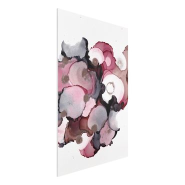 Forex Fine Art Print - Pink-Beige Tropfen mit Roségold - Hochformat 2:3