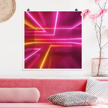 Poster - Pinke Neonstreifen - Quadrat 1:1