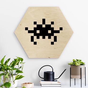 Hexagon-Holzbild - Pixel Retro Game Klassiker