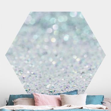 Hexagon Fototapete selbstklebend - Prinzessinnen Glitzerlandschaft in Mint