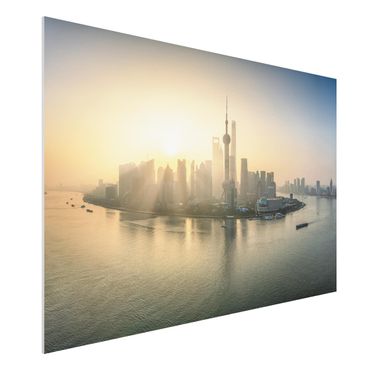 Forex Fine Art Print - Pudong bei Sonnenaufgang - Querformat 3:2