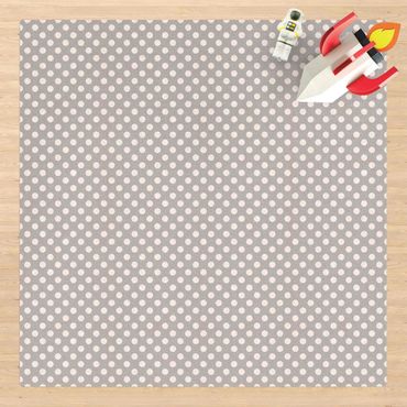 Kork-Teppich - Punkte in Weiß auf Grau - Quadrat 1:1