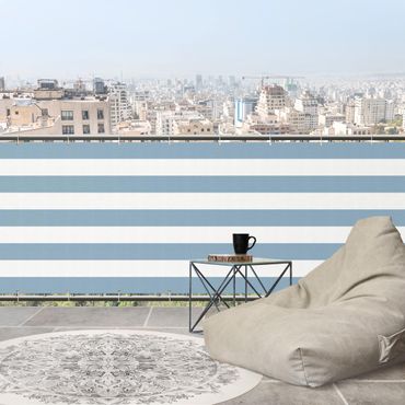 Balkon Sichtschutz - Querstreifen in Pastell Blau