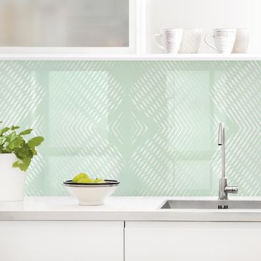 Küchenrückwand - Rautenmuster mit Streifen in Mintgrün