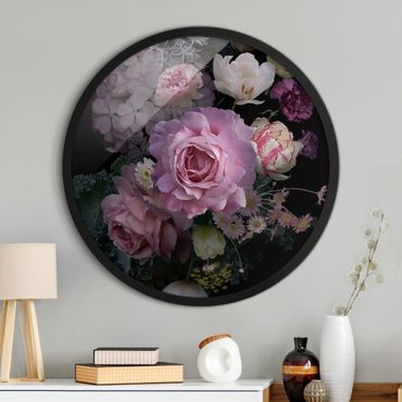 Rundes Gerahmtes Bild - Rosentraum Bouquet