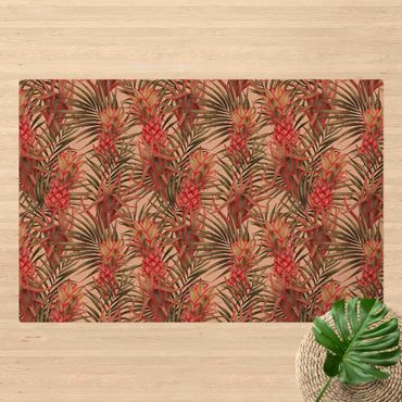 Kork-Teppich - Rote Ananas mit Palmenblättern Tropisch - Querformat 3:2