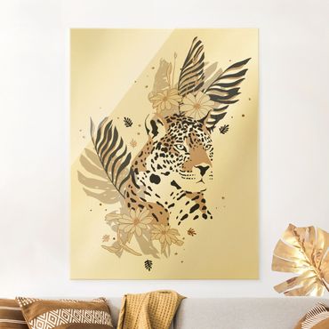 Glasbild - Safari Tiere - Portrait Leopard - Hochformat 3:4