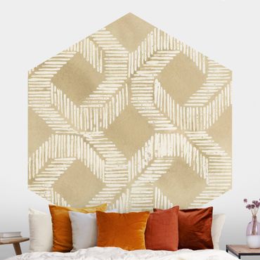 Hexagon Mustertapete selbstklebend - Sandfarbene moderne Geometrie II