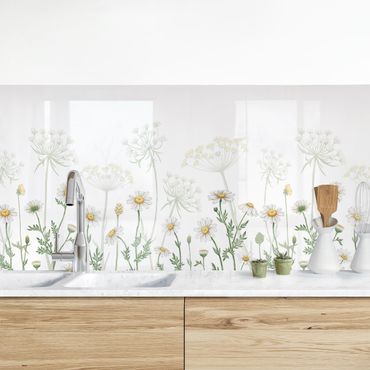 Küchenrückwand - Schafgarbe und Gänseblümchen