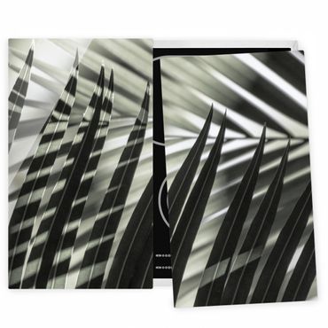 Herdabdeckplatte Glas - Schattenspiel auf Palmenwedel