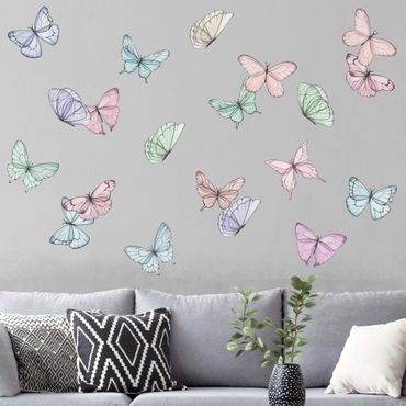 Wandtattoo - Schmetterlinge Aquarell Pastell Set