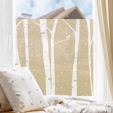 Fensterfolie - Sichtschutz - Schneekonzert zwischen Birken - Fensterbilder
