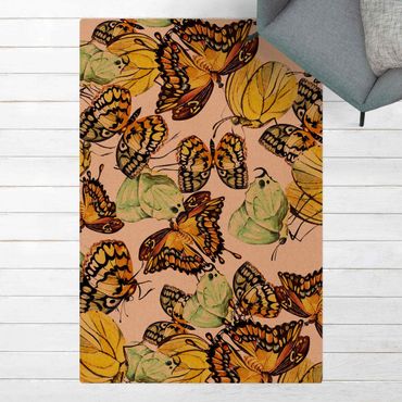 Kork-Teppich - Schwarm von Gelben Schmetterlingen - Hochformat 2:3