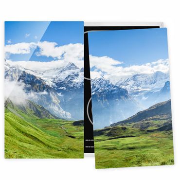 Herdabdeckplatte Glas - Schweizer Alpenpanorama