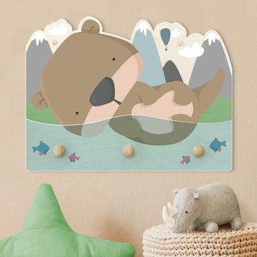 Kindergarderobe Holz - Schwimmender Baby Otter