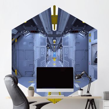 Hexagon Mustertapete selbstklebend - Sci-Fi Raumschiff Innenraum