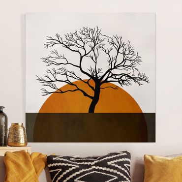 Leinwandbild - Sonne mit Baum - Quadrat 1:1