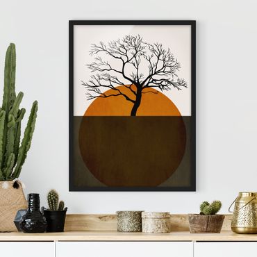 Bild mit Rahmen - Sonne mit Baum - Hochformat 3:4