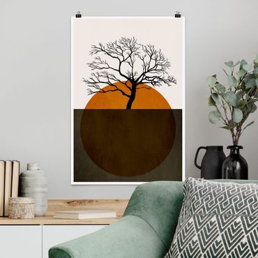 Poster - Sonne mit Baum - Hochformat 2:3