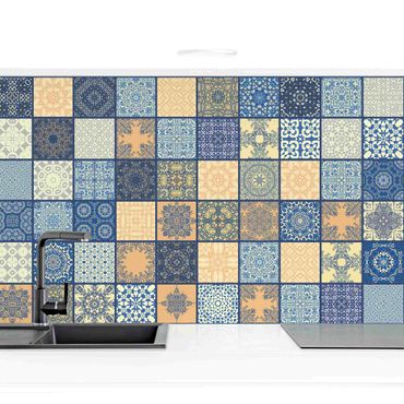 Küchenrückwand - Sonnig Mediterrane Fliesen mit blauen Fugen II