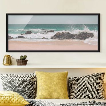 Bild mit Rahmen - Sonniger Strand Mexico - Panorama