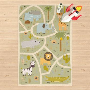 Kork-Teppich - Spielteppich Safari - Die große Vielfalt der Tiere - Hochformat 2:3