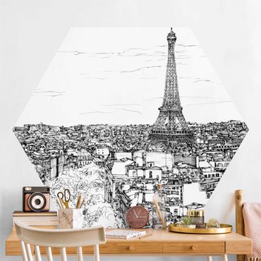 Hexagon Mustertapete selbstklebend - Stadtstudie - Paris