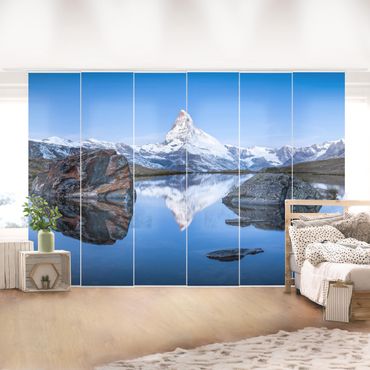 Schiebegardinen Set - Stellisee vor dem Matterhorn - Flächenvorhang