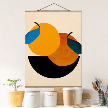Stoffbild mit Posterleisten - Stillleben - Zwei Äpfel - Hochformat