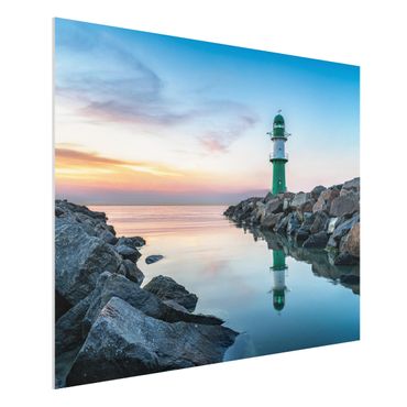 Forex Fine Art Print - Sunset at the Lighthouse - Querformat 4:3