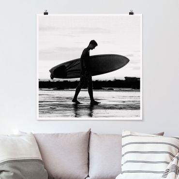 Poster - Surferboy im Schattenprofil - Quadrat 1:1