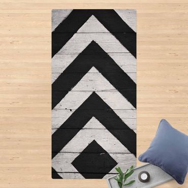 Kork-Teppich - Symmetrie auf Holzbalken Weiß - Hochformat 1:2