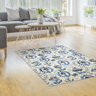 Teppich - Teppich mit blauem Muster