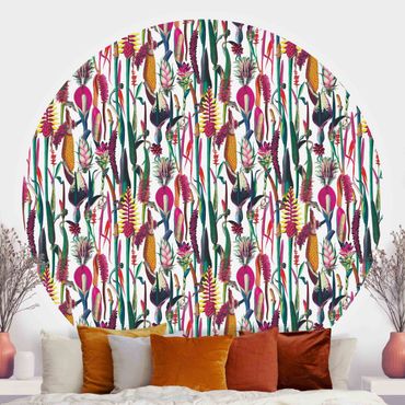 Runde Tapete selbstklebend - Tropisches Luxus Muster
