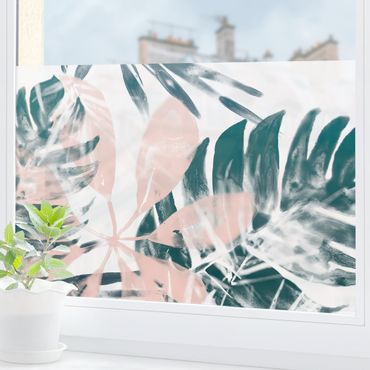 Fensterfolie - Sichtschutz - Tropisches Orakel petrol II - Fensterbilder