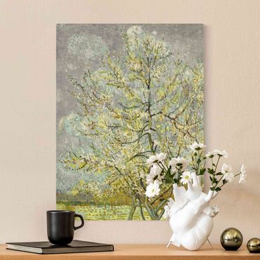 Leinwandbild Natur - Vincent van Gogh - Blühende Pfirsichbäume im Garten - Hochformat 3:4