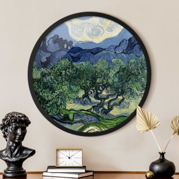 Rundes Gerahmtes Bild - Vincent van Gogh - Olivenbäume