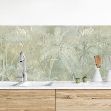 Küchenrückwand - Vintage Palmen mit Struktur