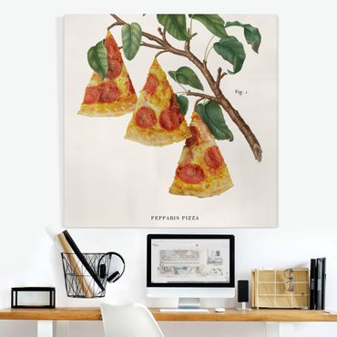Leinwandbild - Vintage Pflanze - Pizza - Quadrat 1:1