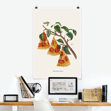 Poster - Vintage Pflanze - Pizza - Hochformat 2:3