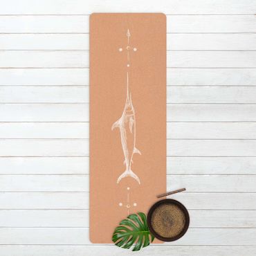 Yogamatte Kork - Vintage Schwertfisch Weiß