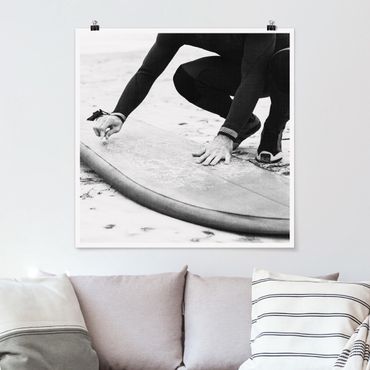 Poster - Wachsen des Surfboards - Quadrat 1:1