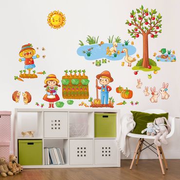 Wandtattoo Kinderzimmer Bauernhof-Set mit Garten