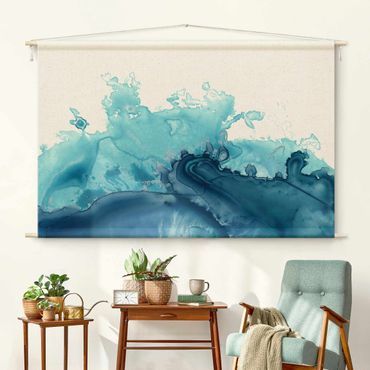 Wandteppich - Welle Aquarell Blau I - Hochformat 3:2
