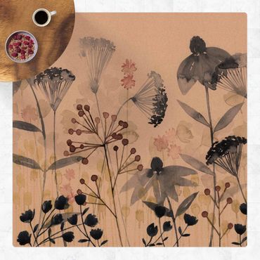 Kork-Teppich - Wildblumen Aquarell I - Quadrat 1:1